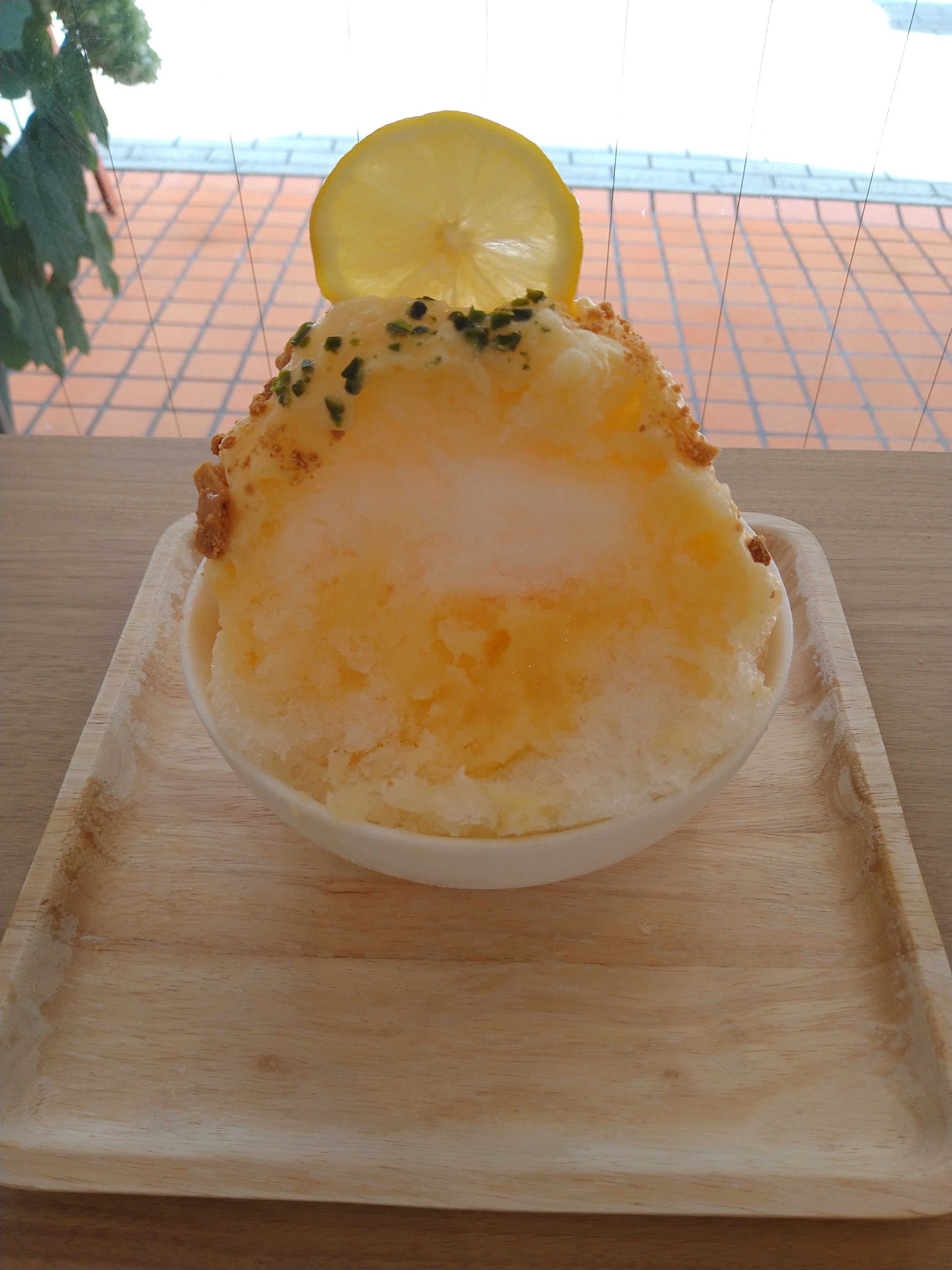 レモンタルトかき氷断面<br>
